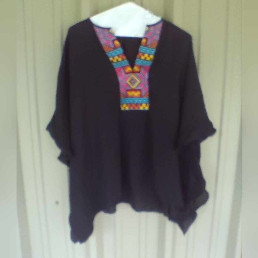 Brand New Women's Elaine Turner Pippa Black Tunic Top Embroidery Size Medium